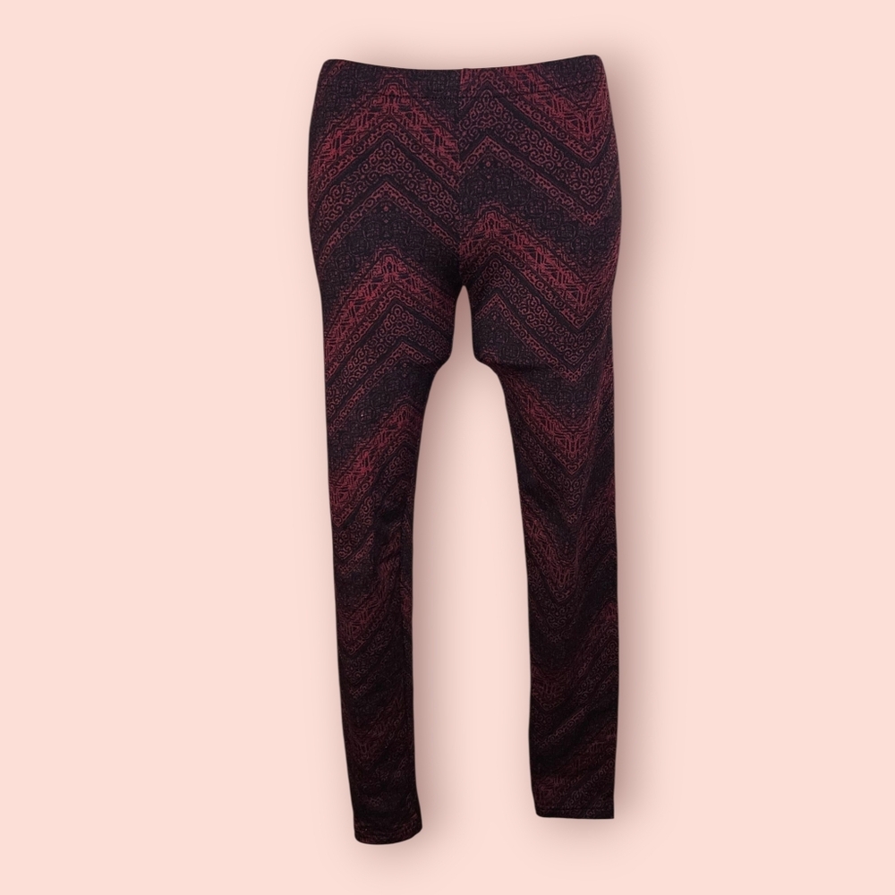 Faded Glory Red and Black Patterned Leggings